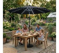 Jardi LED Tilt Parasol 2.7m With Tilt Base - Black