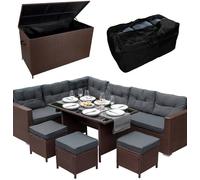 Jardi Rattan Corner Set & Cushion Storage Box -