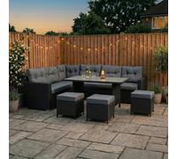 Jardi Rattan Corner Set With Composite Table - Black