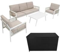 Jardi White Aluminium 4 seat Set with Black Storage Box -