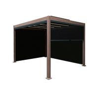 Jardi Wood Effect Aluminium Pergola With Blinds & LED Lights - 3m x 3m