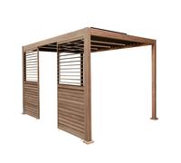 Jardi Wood Effect Aluminium Pergola With LED Lights & 2 x Side Panels - 3m x 3m