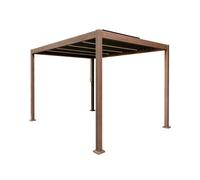 Jardi Wood Effect Aluminium Pergola with LED Lights - 3m x 3m