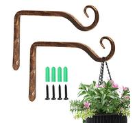 Jardim 2 Pack 6 Inch Premium Decorative Metal Iron Wall Hook, Indoor Outdoor Plant Hanger, Rustic Hanging Gardening Bracket Hook, for Planters, Bird Feeders, Lanterns, Wind Chimes (Coffee)
