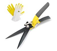 JARDINEER Sharp Grass Shears Handheld, Manual Lawn Edging Shears with SK5 Steel Blades, Lightweight Ergonomic Handle, Grass Clippers for Garden Lawn Trimming