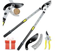 Jardineer Telescopic Loppers for Gardening Heavy Duty, 3PCS Garden Shears Set Include Extentable Tree Lopper (70-98CM), Pruner and SK-5 Steel Blade