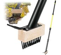 Jardineer Weed Moss Remover Brush with 150cm Carbon Steel Long Handle, Heavy Duty Moss Removal Tool with Metal Scraper, Metal Wire Brush Weeder Tool for Driveway, Patio, Sidewalk, Paver and Roof