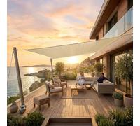 Jardinion Shade Sail 3 x 4 m (Approx. 9'10" x 13'1") Beige Rectangular - Patio Sun Shade, HDPE 180 g/m², UV Protection, Garden Balcony Camping