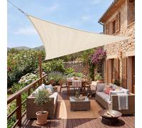 Jardinion Shade sail 3x3x3m (9'10" x 9'10" x 9'10") Beige Triangle - Patio Sun Shade, HDPE 180 g/m², UV Protection, Garden Balcony Camping