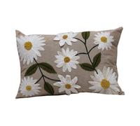 Jardinopia Hand Embroidered Rectangular Floral Cushion