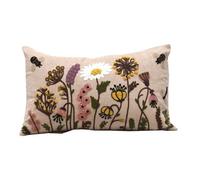 Jardinopia Hand Embroidered Rectangular Floral Cushion
