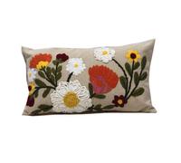 Jardinopia Hand Embroidered Rectangular Floral Cushion