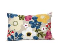 Jardinopia Hand Embroidered Rectangular Floral Cushion