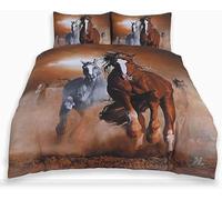 Jardins de Luxe! 3D Animal Printed Duvet Set with Pillowcases [Reversible Bedding Cover] for Kids & Adults (Double, Multi Horses)