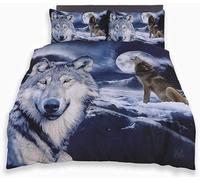 Jardins de Luxe! 3D Animal Printed Duvet Set with Pillowcases [Reversible Bedding Cover] for Kids & Adults (King, Wolf)