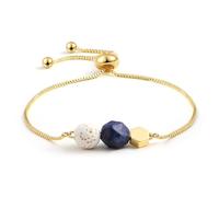 Jardme Essential Oil Diffuser Bracelets, 14K Gold Link Bracelets for Women, Birthday Gifts for Women Mom, M, Stone Alloy, lapis lazuli stone & lava