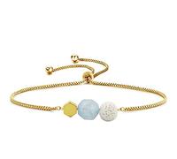 Jardme Essential Oil Diffuser Bracelets, Crystal and Lava Bracelets 14K Gold Link Bracelets for Women Essential Oil Bracelets, Birthday Gifts for Women Mom, M, Stone Alloy, stone
