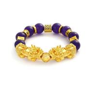 Jardme Feng Shui Bracelet- 12mm Natural Gemstone Good Luck Bracelet Necklace Set，Christmas Birthday Gifts for Women Men, Money Wealth Success Bracelet Pi Xiu Bracelet, M, Metal, natural stone