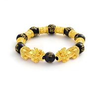Jardme Feng Shui Bracelet- 12mm Natural Gemstone Good Luck Bracelet Necklace Set,Christmas Birthday Gifts for Women Men, Money Wealth Success Bracelet Pi Xiu Bracelet, M, Metal, natural stone
