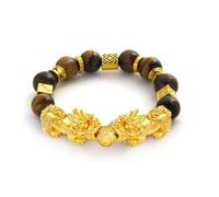 Jardme Feng Shui Bracelet- 12mm Natural Gemstone Good Luck Bracelet Necklace Set,Christmas Birthday Gifts for Women Men, Money Wealth Success Bracelet Pi Xiu Bracelet, M, Metal, natural stone