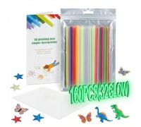 JAREES 40 Colors Including 8 Glow in The Dark 3D Pen Filament Refills Compatible with 3Doodler Start+, Safe & Low Temperature 2.5mm P ach Color 15cm x 4 pcs Total 160 pcs for Kids Gift