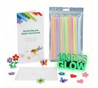 JAREES Glow in The Dark 3D Pen Filament Refills Compatible with 3Doodler Start+, Safe & Low Temperature 2.5mm PCL, Each Color 10 pcs Total 100 pcs for Kids Gift