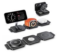 JARGOU 3 in 1 Wireless Charging Station for Apple, Foldable Wireless Charger Stand for MagSafe Charger for iPhone 17 Pro Max 16 15 14 13 12, Apple Watch Series, AirPods Pro 4 3 2 (with Storage Box)