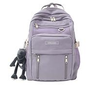 JARKJARD Cute Aesthetic Backpack Cute Backpack for School with Cute Pendant Casual Daypack Middle Student Travel College, Purple, 11.8 x 7.48 x 16.14 inches, Daypack Backpacks