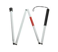JarKuen Night Reflective Blind Walking Stick Aluminum Alloy Folding Cane 4-Section Foldable Cane with Elastic Strap for The Blind