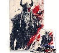 Jarl Viking Bloodlust 1000 Piece Jigsaw Puzzles for Teenagers Jigsaw Memory Build True Detail Playful Challenge (38x26cm)
