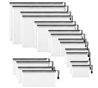 JARLINK 18 Pack 8 Sizes Zipper Mesh Pouch, Waterproof Zipper File Bags Document Pouch Multipurpose Travel Bags for Office Supplies Cosmetics Travel Accessories