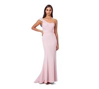 Jarlo London Women's Annabelle One Shoulder Fishtail Maxi Dress, Orignal Pink, 10