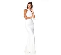 Jarlo London Women's Caden Halter Neck Maxi Dress, Ivory, 6