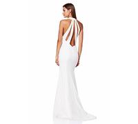Jarlo London Women's Cecily Halter Neck Maxi Dress, Ivory, 14