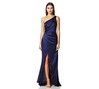 Jarlo London Women's Lisa One Shoulder Maxi Dress with Pleat Detail, Navy, 8