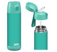 Jarlson Charli Children's Thermos Bottle 500 ml [with Straw] - Stainless Steel Bottle - Thermos for Children and Girls - Keeps Cold - BPA Free - Ideal for School, Sports and Travel (Turquoise)