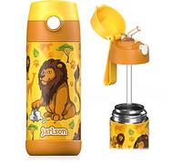 JARLSON Children's Drinks Bottle, Thermal Stainless Steel Water Bottle, 350 ml, BPA , Leak-Proof, with Straw, Bottle for School, Nursery