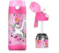 JARLSON Children's Drinks Bottle, Thermal Stainless Steel Water Bottle, 350 ml, BPA , Leak-Proof, with Straw, Bottle for School, Nursery