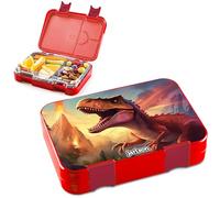 Jarlson® Children's Lunch Box - Toni - Bento Box - Leak-Proof - Lunch Box for Nursery and School - Dinosaur 2.0 - Red