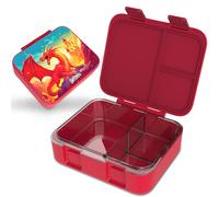 Jarlson Children's Lunch Box with Compartments | Hand Wash Only | BPA Free | Bento Box Leak-Proof | 1000 ml (Dragon Red, 3 Compartments)