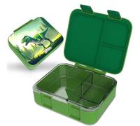 Jarlson® Children's Lunch Box with Compartments | Hand Wash Only | Lunch Box BPA Free | Bento Box Leak-Proof | Lunch Box for Nursery and School | 1000 ml (Dinosaur Green, MILI (3 Compartments -