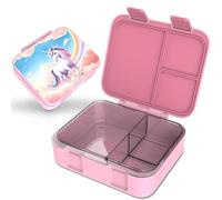 Jarlson Children's Lunch Box with Compartments | Hand Wash Only | Lunch Box BPA Free | Bento Box Leak-Proof | Lunch Box for Nursery and School | 1000 ml (Unicorn Pink, MILI (3 Compartments