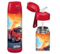 Jarlson® Kids Water Bottle CHARLI [18OZ] - Stainless Steel Thermo Bottle with Straw - Insulated, Spill Proof Waterbottle for School & Sports - Thermo Tumbler for Boys & Girls (Fire Engine)
