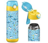 JARLSON® 'MALI' Children's Stainless Steel Water Bottle, BPA-Free, Leak-Proof, 500 ml, Sharks