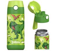 Jarlson® Mali Children's Water Bottle, Thermal Stainless Steel Water Bottle, BPA-Free, Leak-Proof, Children's Bottle with Chug Lid, Bottle for School, Nursery (Dinosaur 'Star', 350 ml)