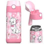 Jarlson® Mali Children's Water Bottle, Thermal Stainless Steel Water Bottle, BPA-Free, Leak-Proof, Children's Bottle with Chug Lid, Bottle for School, Nursery (Cat 'Star', 350 ml)