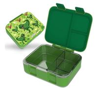 Jarlson® Mili Children's Lunch Box with Compartments, BPA-Free, Bento Box, Leak-Proof, Snack Box, Lunch Box for Nursery and School, 1000 ml, Lightweight (Dinosaur Green V2)