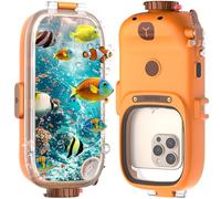 jaroco for Snorkeling&Diving Photo&Video Phone Case, 49FT/15M, Built-in Bluetooth, Up to 6.9'', IP 68 Waterproof for iPhone 6/SE-16 Series, Samsung,and Other Models, Orange Capybara Design