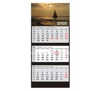 JAROGRAF Calendar 2025 Wall Calendar 3-Month Calendar Wall Planner Three-Month Calendar (Sailing Boat)