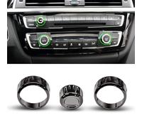 Jaronx Compatible with BMW Climate Control Knob Ring & Radio Volume Button Cover for 1'F20 F21, 2'F22 F23, 3'F30 F31, 4'F32 F33 F36, Air Conditioning Knob AC Climate Button Ring for BMW(Gun Finish)